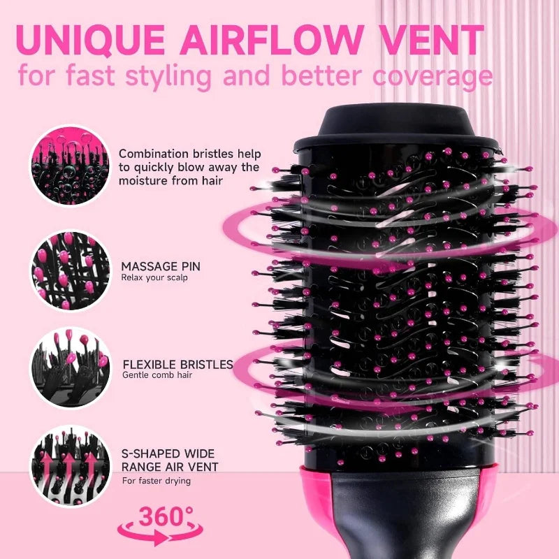 3-in-1 Hair Dryer, Straightener & Hair Curler Brush