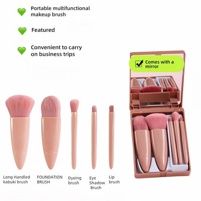 5pcs Mini Makeup Brush Set with Mirror