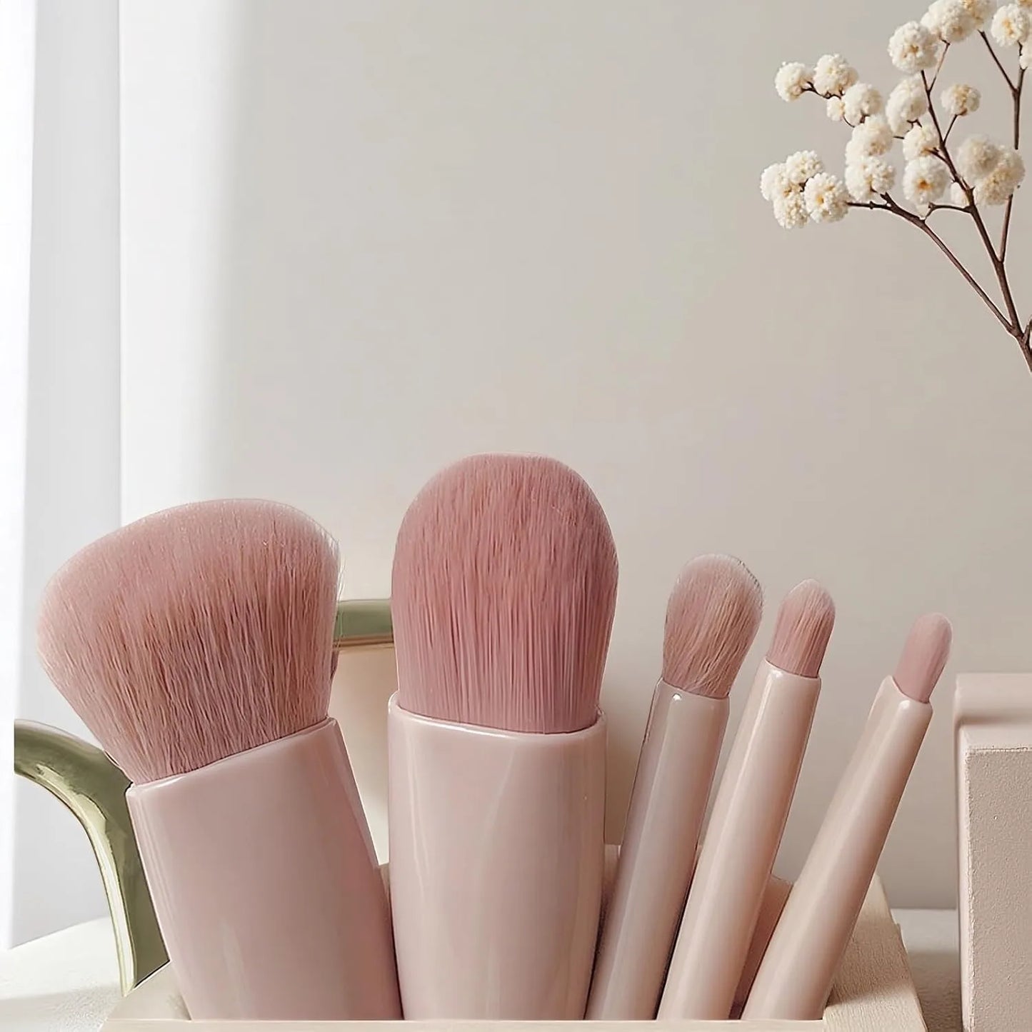 5pcs Mini Makeup Brush Set with Mirror