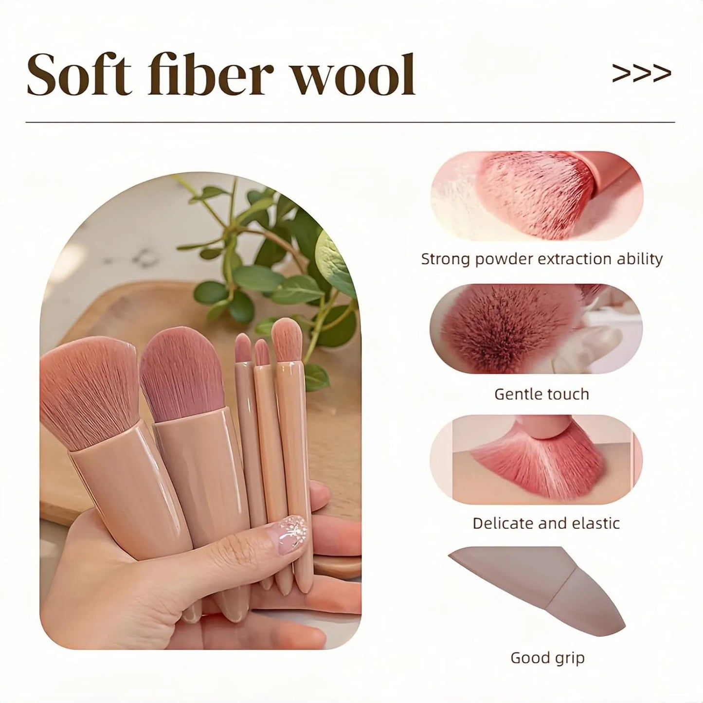 5pcs Mini Makeup Brush Set with Mirror
