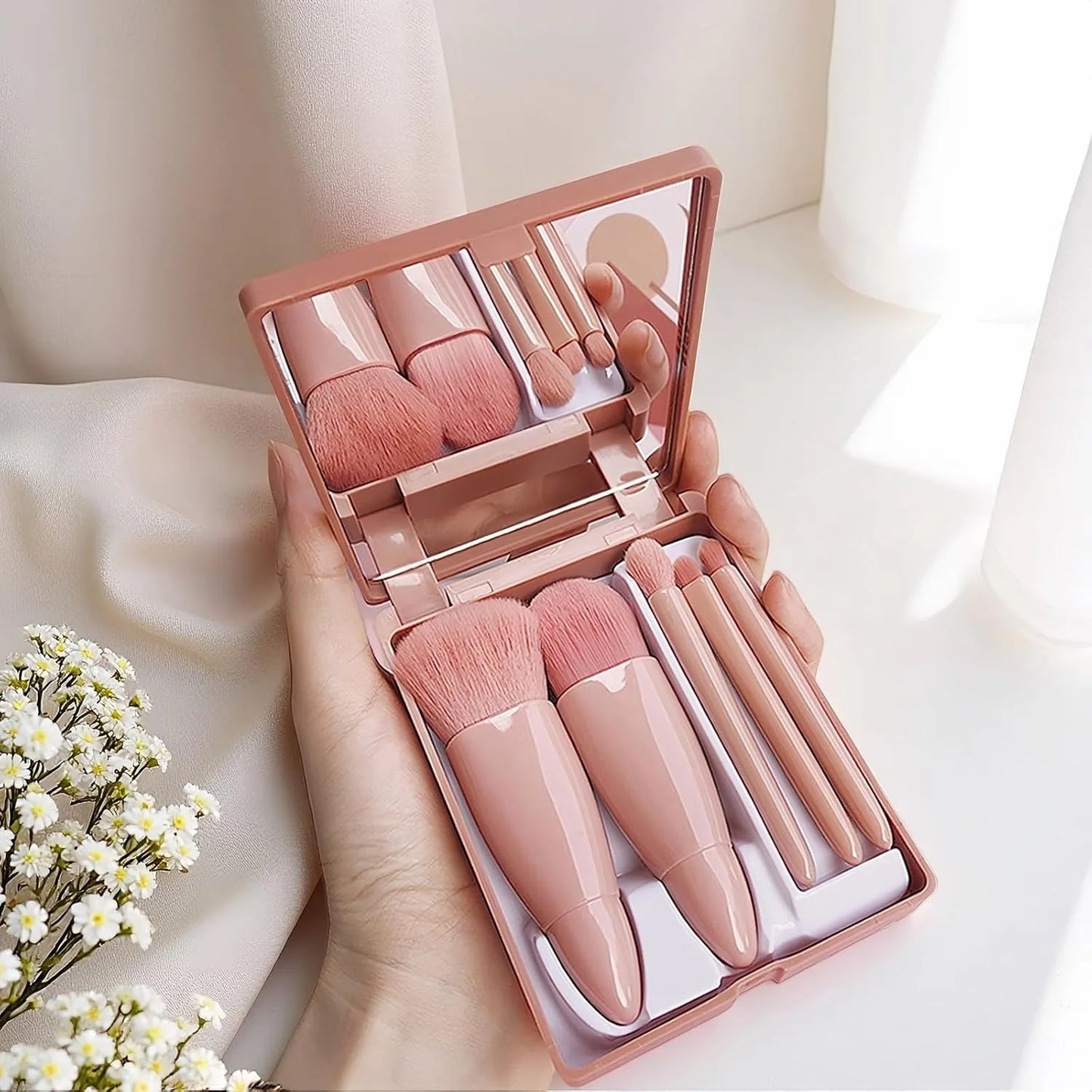 5pcs Mini Makeup Brush Set with Mirror