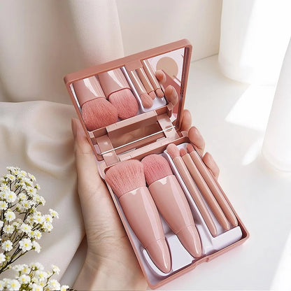 5pcs Mini Makeup Brush Set with Mirror