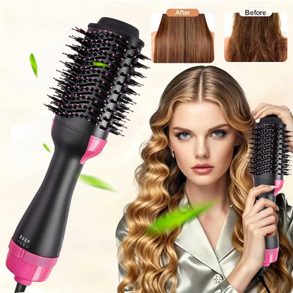 3-in-1 Hair Dryer, Straightener & Hair Curler Brush