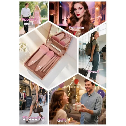 5pcs Mini Makeup Brush Set with Mirror